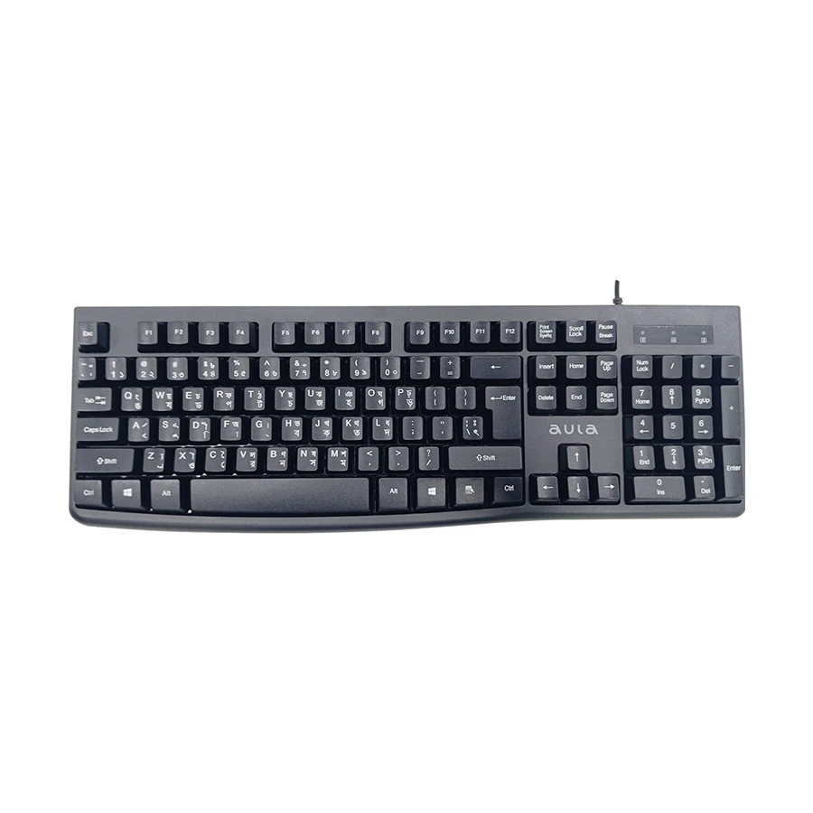 AULA AK105 Wired Black Keyboard with Bangla